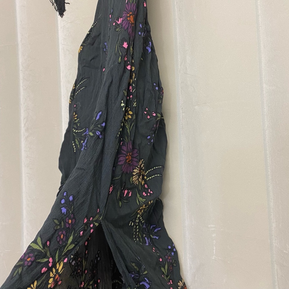Honey Punch Womens Dress Small Maxi Floral Side Back Cutouts Fringe Bohemian NWT - Picture 6 of 12